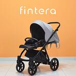 Бебешка количка Fintera Elegance, Модел 2 в 1, Плат, Сив цвят + Чанта, Дъждобран, Комарник, Поставка за чаша, Зимни ръкавици, Постелка за преповиване