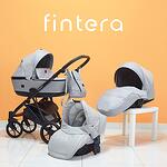 Бебешка количка Fintera Elegance, Модел 3 в 1, Плат, Сив цвят + Чанта, Дъждобран, Комарник, Поставка за чаша, Зимни ръкавици, Постелка за преповиване