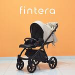 Бебешка количка Fintera Elegance, Модел 2 в 1, Еко кожа, Бежов цвят + Чанта, Дъждобран, Комарник, Поставка за чаша, Зимни ръкавици, Постелка за преповиване