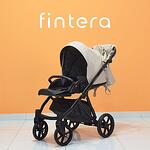 Бебешка количка Fintera Elegance, Модел 3 в 1, Еко кожа, Бежов цвят + Чанта, Дъждобран, Комарник, Поставка за чаша, Зимни ръкавици, Постелка за преповиване