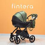 Бебешка количка Fintera Next, Модел 3 в 1, Еко кожа, Зелен цвят + Чанта, Дъждобран, Комарник, Поставка за чаша, Зимни ръкавици, Постелка за преповиване