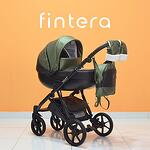 Бебешка количка Fintera Next, Модел 3 в 1, Еко кожа, Зелен цвят + Чанта, Дъждобран, Комарник, Поставка за чаша, Зимни ръкавици, Постелка за преповиване