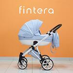 Бебешка количка Fintera City, Модел 3 в 1, Еко кожа, Светло син цвят + Чанта, Дъждобран, Комарник, Поставка за чаша, Зимни ръкавици, Постелка за преповиване