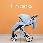 Бебешка количка Fintera City, Модел 3 в 1, Еко кожа, Светло син цвят + Чанта, Дъждобран, Комарник, Поставка за чаша, Зимни ръкавици, Постелка за преповиване