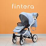 Бебешка количка Fintera City, Модел 3 в 1, Еко кожа, Светло син цвят + Чанта, Дъждобран, Комарник, Поставка за чаша, Зимни ръкавици, Постелка за преповиване
