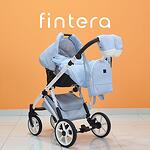 Бебешка количка Fintera City, Модел 3 в 1, Еко кожа, Светло син цвят + Чанта, Дъждобран, Комарник, Поставка за чаша, Зимни ръкавици, Постелка за преповиване