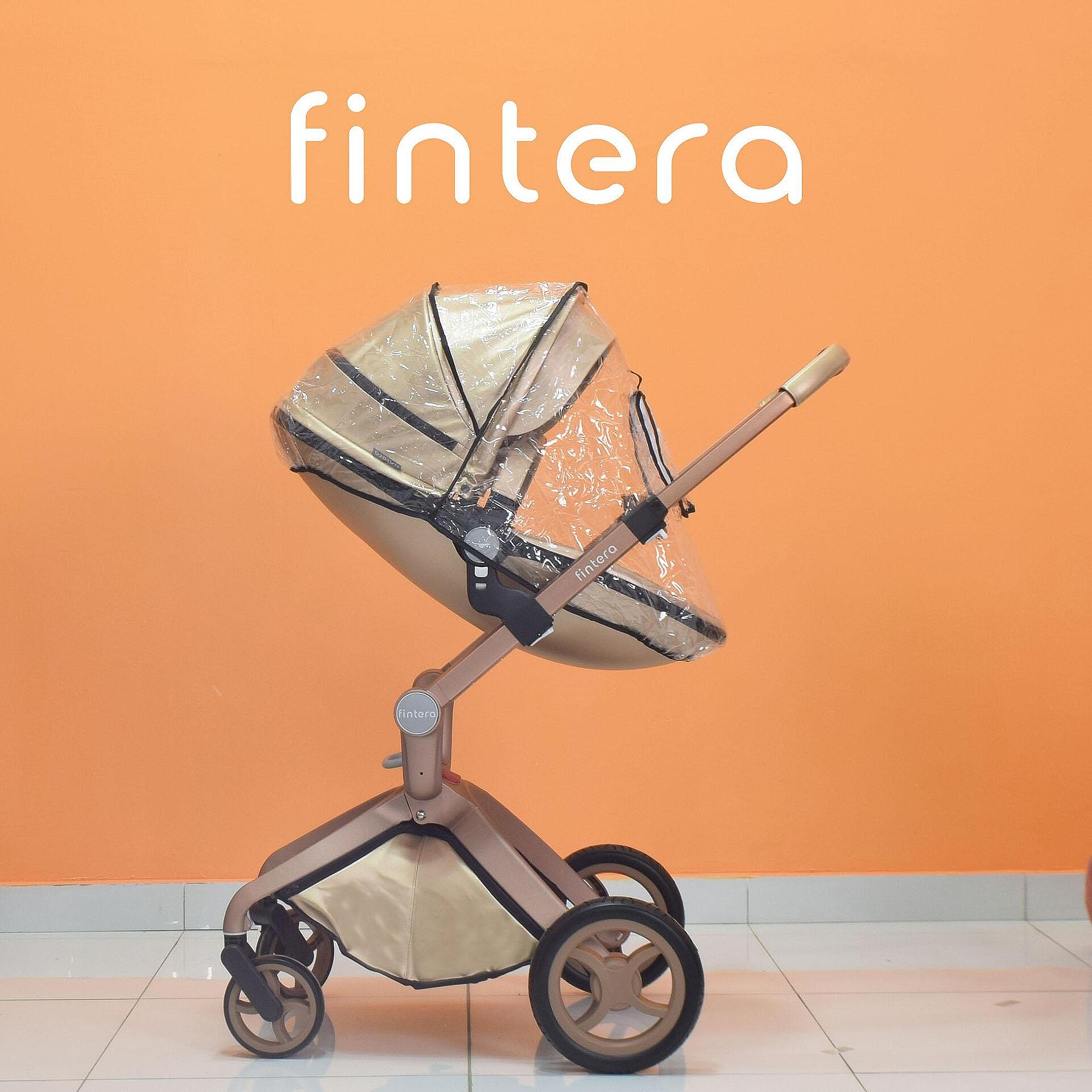 Бебешка количка Fintera Deluxe, Модел 3 в 1, Еко кожа в златен цвят + Подарък чанта, дъждобран и комарник