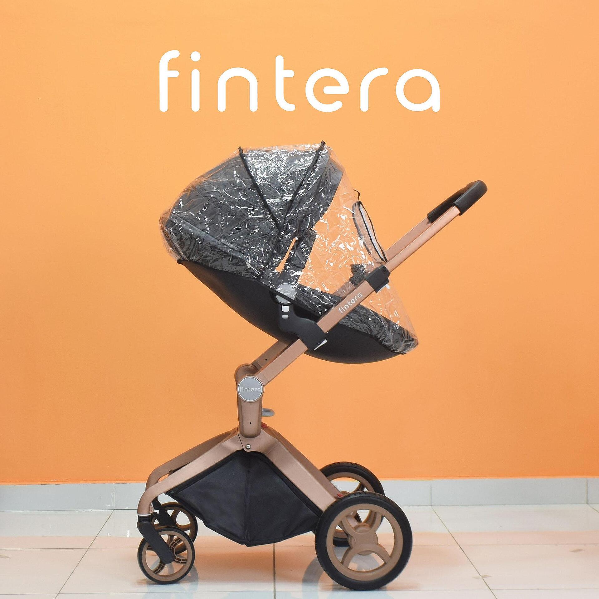 Бебешка количка Fintera Deluxe, Модел 3 в 1, Еко кожа черен цвят + Подарък чанта, дъждобран и комарник