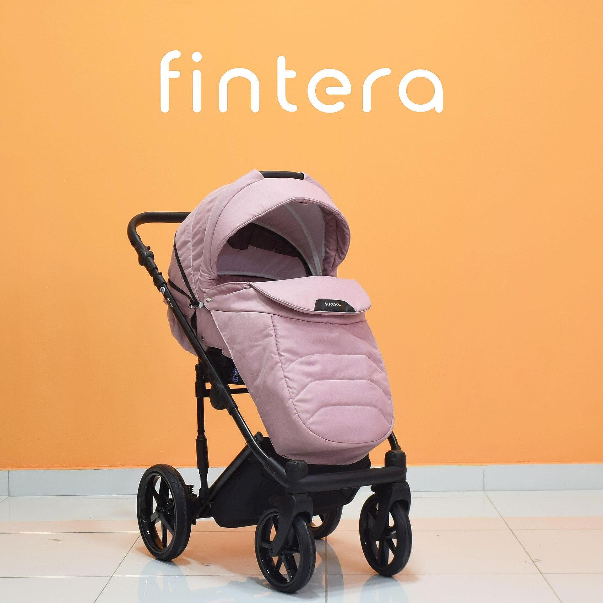 Бебешка количка Fintera Play, Модел 3 в 1, Плат, Цвят пепел от рози + Чанта, Дъждобран, Комарник, Поставка за чаша