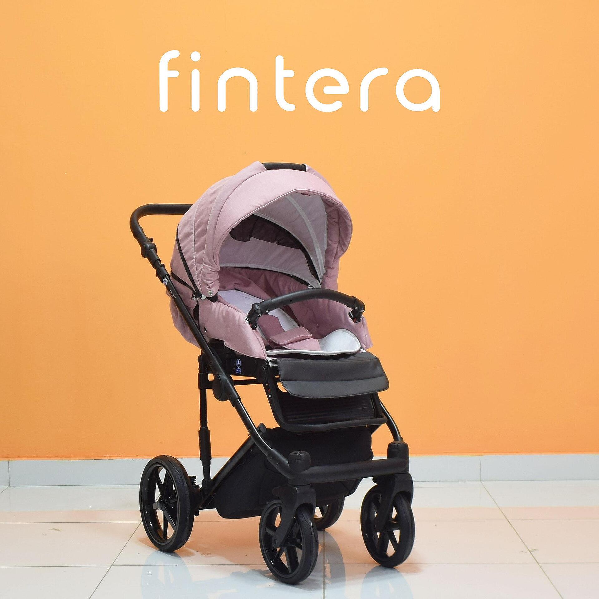 Бебешка количка Fintera Play, Модел 3 в 1, Плат, Цвят пепел от рози + Чанта, Дъждобран, Комарник, Поставка за чаша