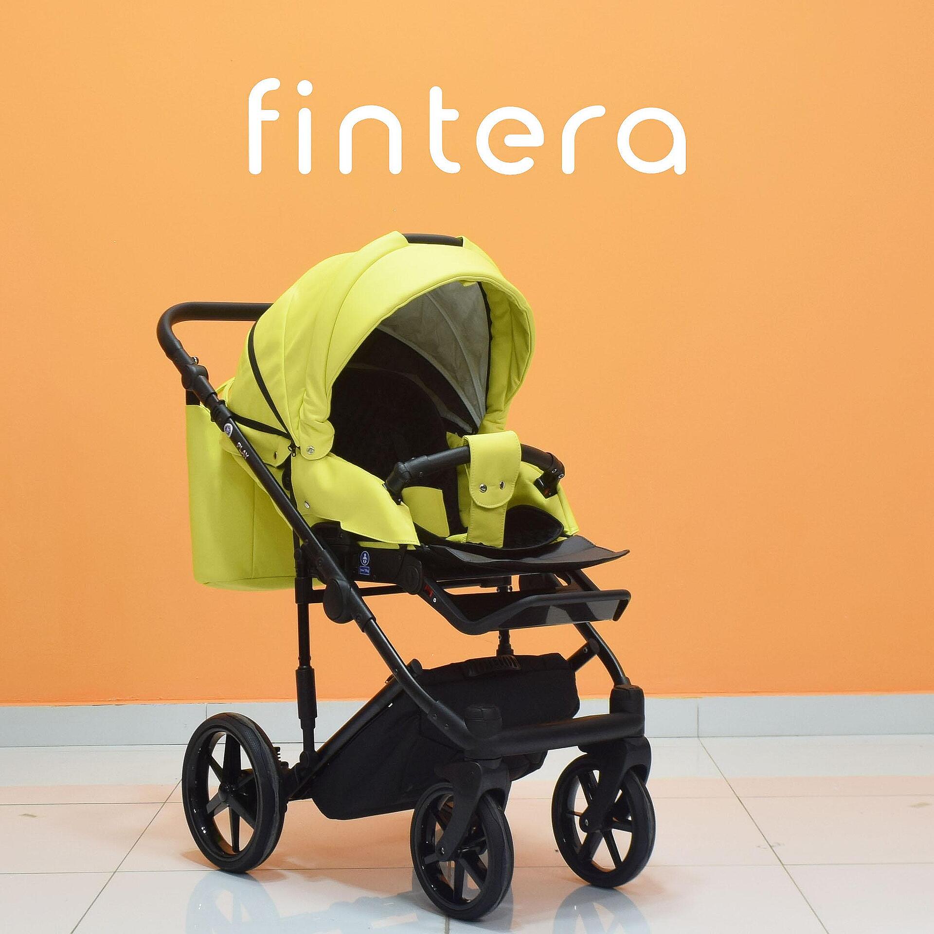 Бебешка количка Fintera Play, Модел 2 в 1, Еко кожа, Цвят жълт + Чанта, Дъждобран, Комарник, Поставка за чаша