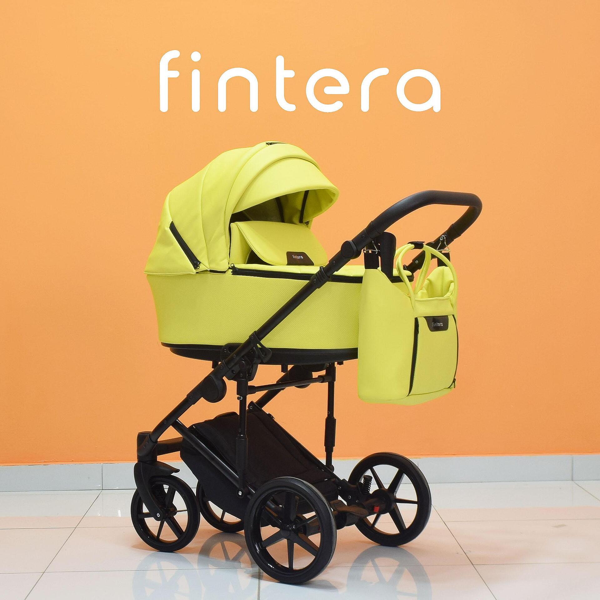 Бебешка количка Fintera Play, Модел 3 в 1, Еко кожа, Цвят жълт + Чанта, Дъждобран, Комарник, Поставка за чаша