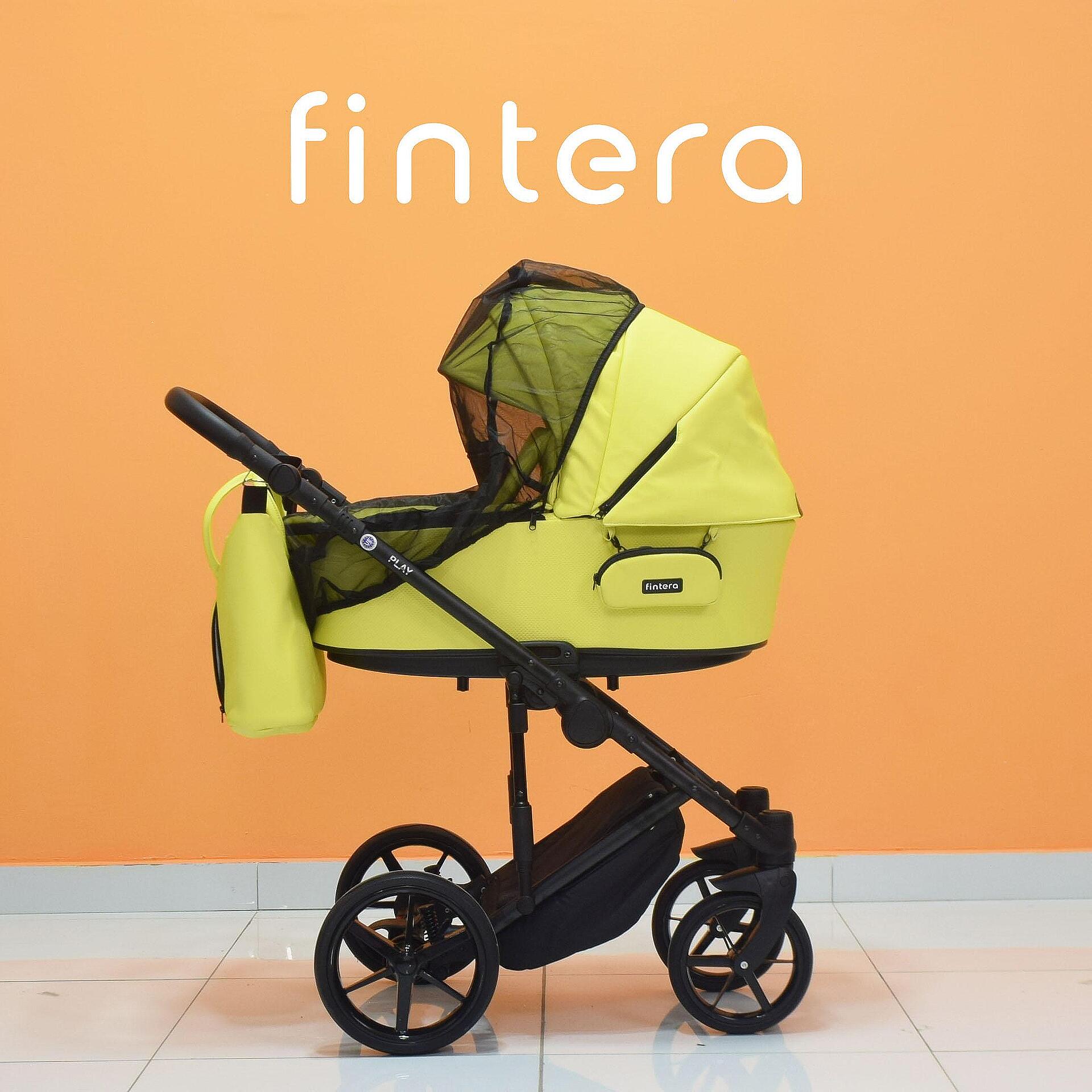 Бебешка количка Fintera Play, Модел 3 в 1, Еко кожа, Цвят жълт + Чанта, Дъждобран, Комарник, Поставка за чаша