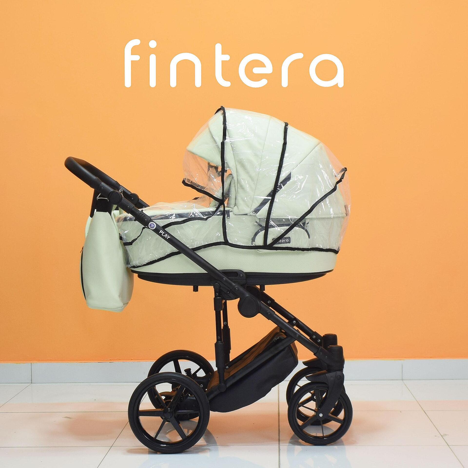 Бебешка количка Fintera Play, Модел 2 в 1, Еко кожа, Цвят зелен + Чанта, Дъждобран, Комарник, Поставка за чаша