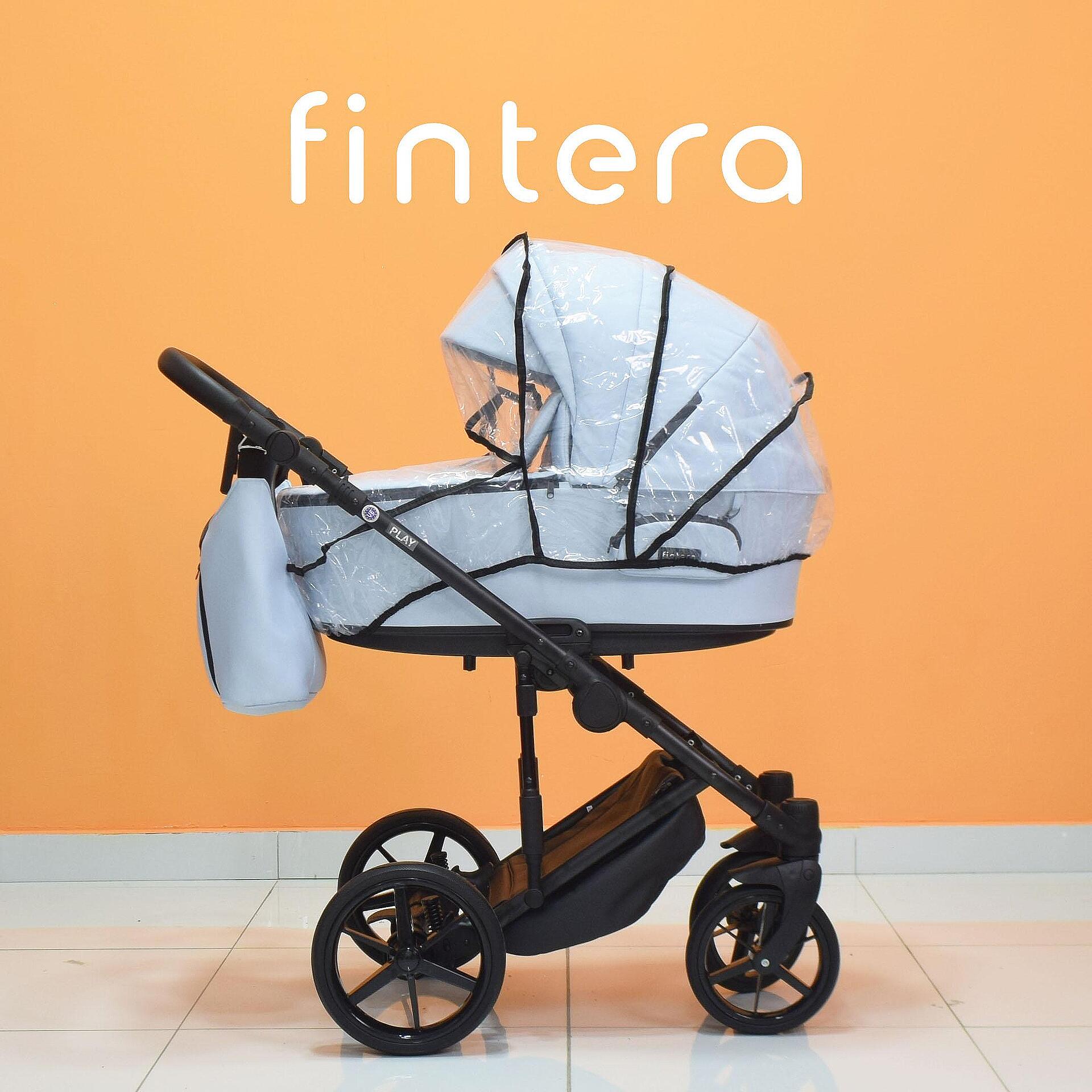 Бебешка количка Fintera Play, Модел 2 в 1, Плат, Цвят син + Чанта, Дъждобран, Комарник, Поставка за чаша