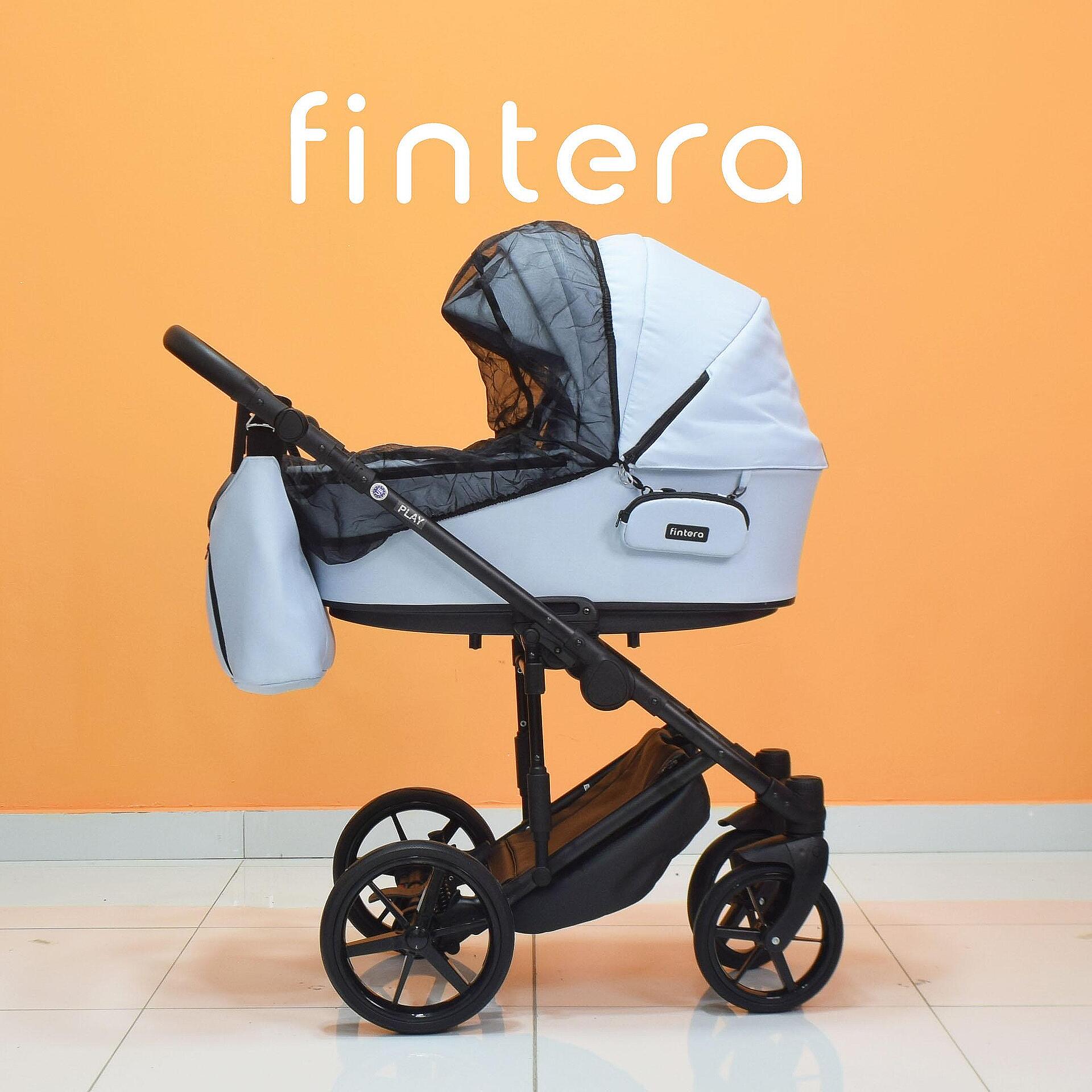 Бебешка количка Fintera Play, Модел 2 в 1, Плат, Цвят син + Чанта, Дъждобран, Комарник, Поставка за чаша