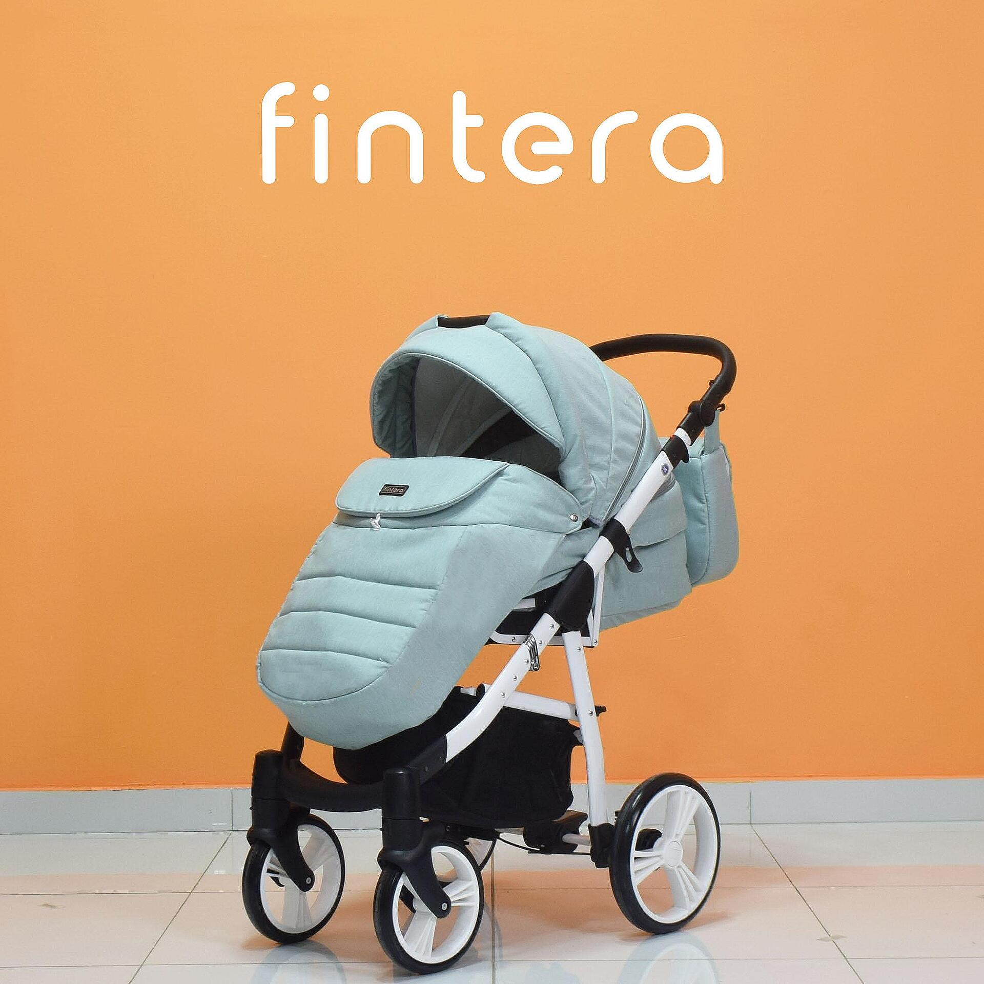Бебешка количка Fintera Explorer, Модел 2 в 1, Плат, Зелен цвят + Чанта, Дъждобран, Комарник