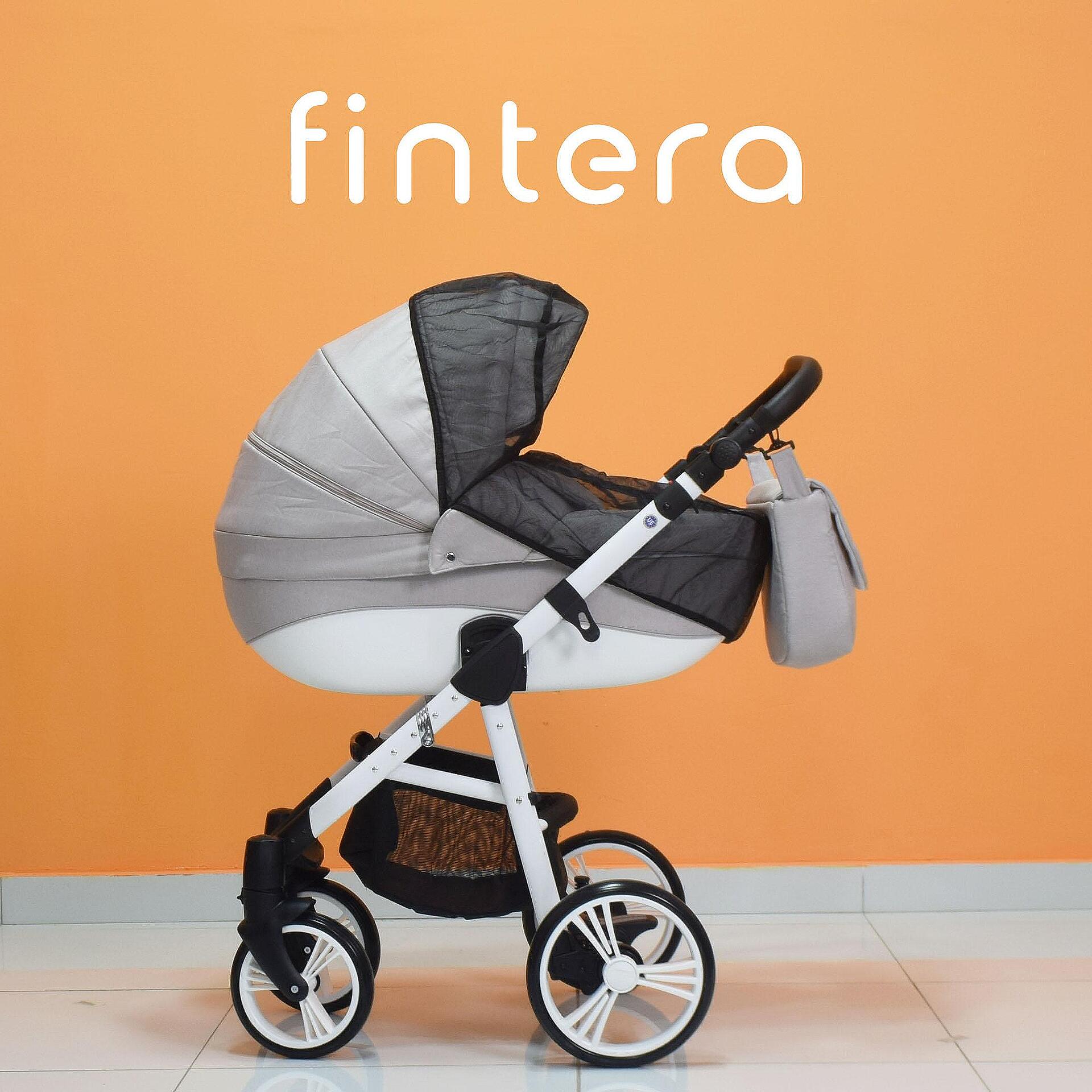Бебешка количка Fintera Explorer, Модел 2 в 1, Плат, Бежов цвят + Чанта, Дъждобран, Комарник