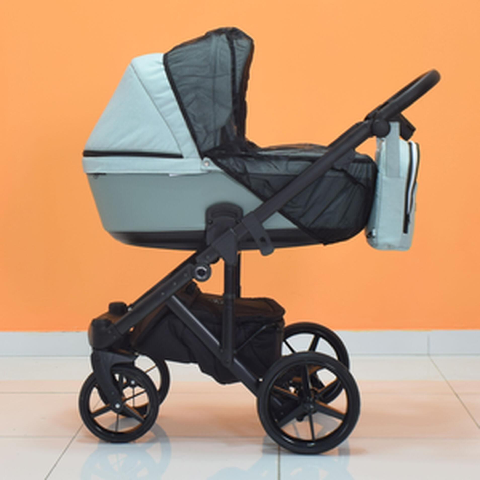 Бебешка количка Play, Модел 2 в 1, Плат, Цвят син + Чанта, Дъждобран, Комарник, Поставка за чаша-Copy