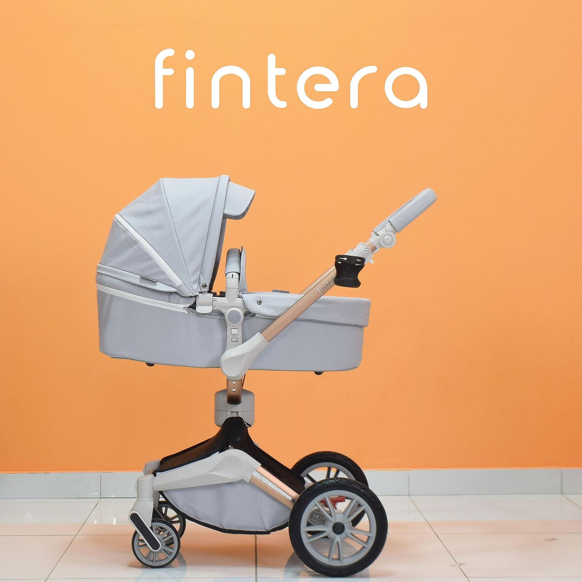 Бебешка количка Fintera Sport, модел 2 в 1, 360 градуса на въртене, сив цвят + Подарък чанта, дъждобран и комарник