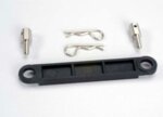 Battery hold-down plate (black)/ metal posts (2)/body clips, TRX3727