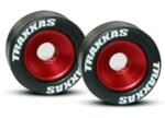 Wheels, aluminum (red-anodized) (2)/ 5x8mm ball bearings (4), TRX5186