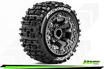 Louise RC ST-PIONEER 1/16 Truck Tire Set Mounted Sport Black Chrome 2.2 Wheels LOUT3278SBC
