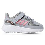 Бебешки спортни обувки ADIDAS RUNFALCON Сиво с розови ленти