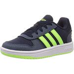 Спортни обувки ADIDAS HOOPS Тъмно сини със зелени ленти