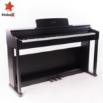 Дигитално пиано Hobax B-88, тъмен цвят, 88 клавиша HAMMER ACTION тежка клавиатура, 7 октави, 8 звуци, 128 ритми, с тройна педалиера. +3 ПОДАРЪКА – слушалки, стикери за клавиши и покривало