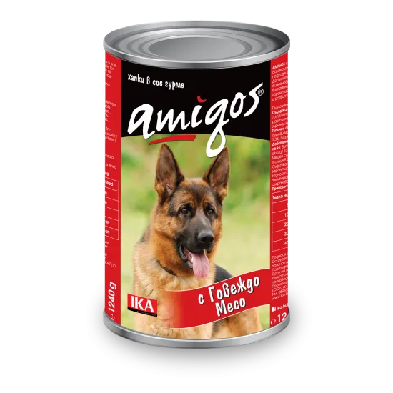 Amigos Beef Adult Dog - Консерва за израснали кучета с говеждо 1240 гр