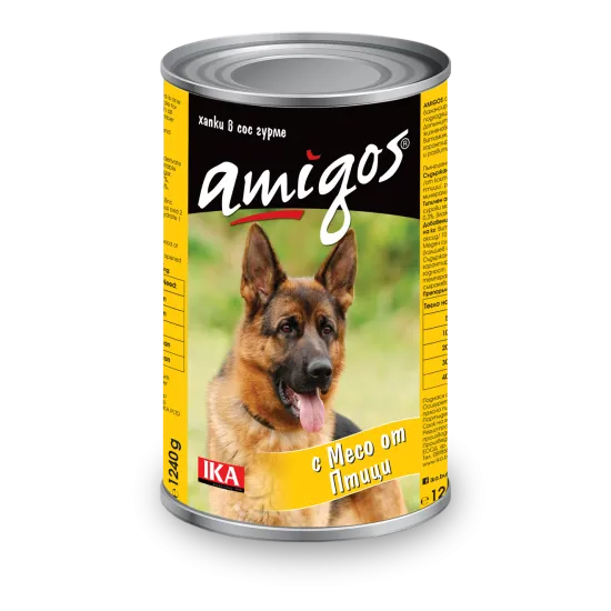 Amigos Poultry Adult Dog - Консерва за израснали кучета с птици 1240 гр