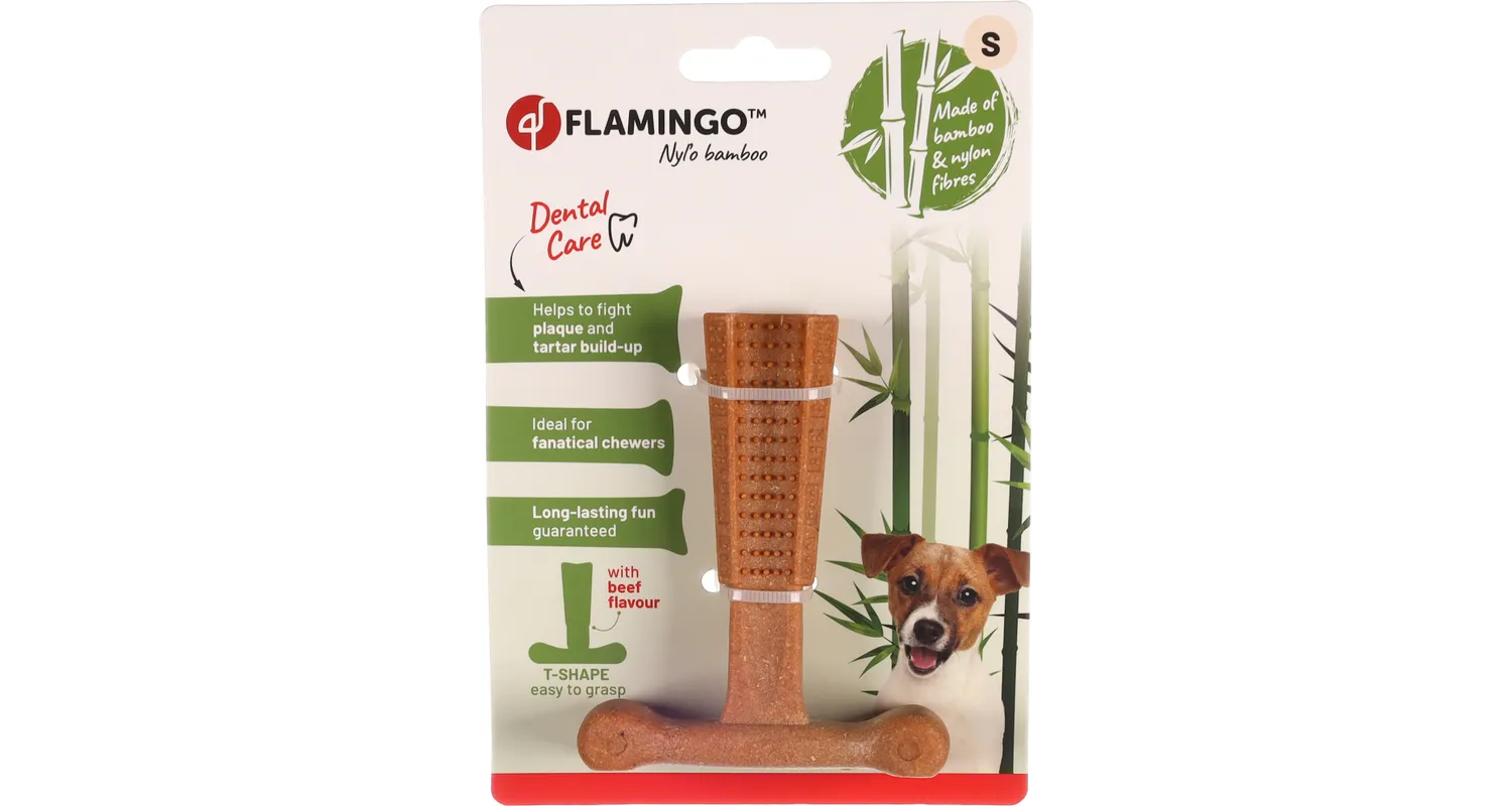 Flamingo бамбукова играчка за кучета с вкус на говеждо 10 см