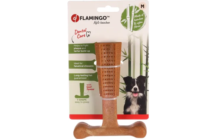 Flamingo бамбукова играчка за кучета с вкус на говеждо 10 см