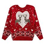 Коледен пуловер с еленчета - Червен