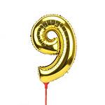 Балон цифра - Фолиева златна цифра  ''9'' с височина 35см