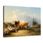 Фридрих Гауерман - Дойка с момиче и две крави на Гранд №11546