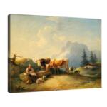 Фридрих Гауерман - Доячка с крави и кози на алпийско пасище №11547