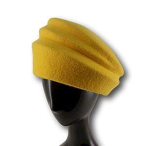 Филцова шапка Клош от вълнен филц - жълт-Copy