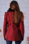 Късо палто от кашмир с яка от еко-косъм Paris red