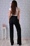 Черен дамски широк панталон с висока талия-офис