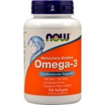 NOW Foods Omega-3 1000 mg - 100 Дражета - Омега-3 -  комплекс от незаменими полиненаситени мастни киселини с  благоприятно въздействие върху сърдечно-съдовата система