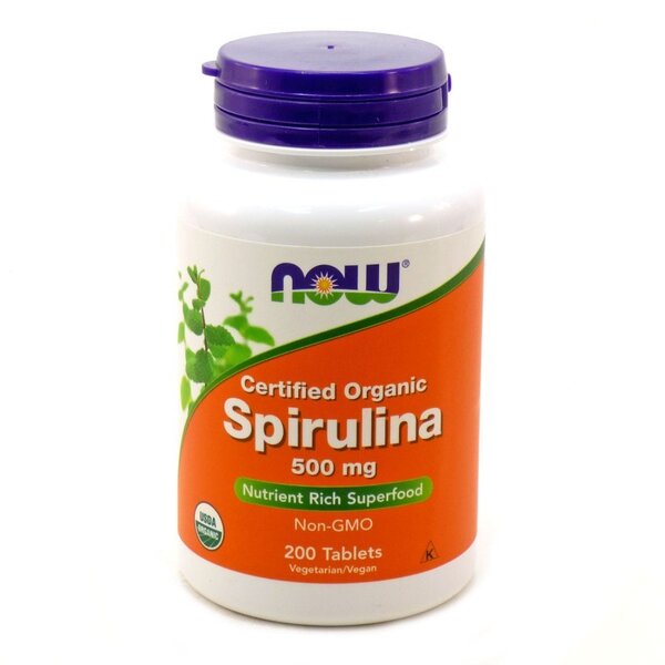 Now Foods Spirulina 500 мг 200 Таблетки Спирулина притежава намаляващи холестерола 2513