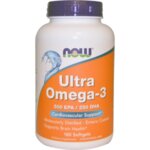 NOW Ultra Omega-3 Fish Oil - 180 Дражета - Концентрирано рибено масло -  комплекс от незаменими полиненаситени мастни киселини с  благоприятно въздействие върху сърдечно-съдовата система