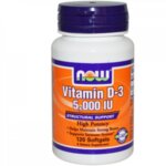 NOW Foods Vitamin D-3 5000 IU - 120  Дражета - Витамин Д 3 -  спомага при профилактиката на различни онкологични заболявания регулира нивата на калций в кръвта