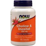 NOW Choline &amp; Inositol 500 пж - 100 Капсули -  Холин и Инозитол 500 mg (Витамин В4 и Витамин В8)
