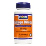 NOW Foods Ginkgo Biloba 60 mg - 60 Капсули - Гинко Билоба - засилва паметта и увеличава способността за концентрация