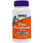 NOW Foods Zinc Picolinate 50мг - 120 Капсули - Цинк -силна антиоксидантна активност важен е за заздравяването на ранит подобряването на структурите на косата и ноктите растежа синтеза на