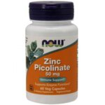 NOW Foods Zinc Picolinate 50 mg - 60 Капсули - Цинк - силна антиоксидантна активност важен е за заздравяването на раните подобряването на структурите на косата и ноктите растежа синтеза на