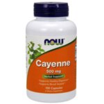 NOW Cayenne  - 500 ng - 100 Капсули - Лют червен пипер - cтимулира сърдечносъдовата система подобрява кръвообращението има антибактериални свойства облекчава болката и подпомага